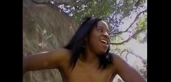  Gorgeous ebony whore with a great ass Malaysia gets a fat black cock in her shaved pussy outdoors